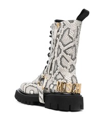 graue Lederfreizeitstiefel von Moschino