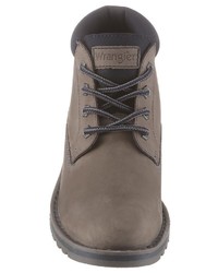 graue Lederfreizeitstiefel von Wrangler