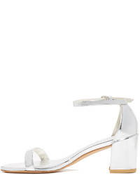 graue Ledersandalen von Stuart Weitzman