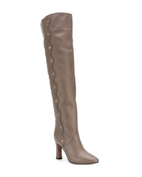 graue Overknee Stiefel aus Leder von Chloé