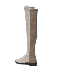 graue Overknee Stiefel aus Leder von Stuart Weitzman