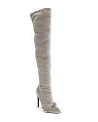 graue Overknee Stiefel aus Samt von Giuseppe Zanotti Design