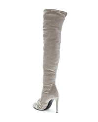 graue Overknee Stiefel aus Samt von Giuseppe Zanotti Design