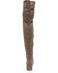 graue Overknee Stiefel aus Wildleder von Jeffrey Campbell