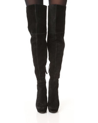 graue Overknee Stiefel aus Wildleder von Alice + Olivia