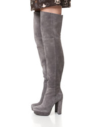 graue Overknee Stiefel aus Wildleder von Alice + Olivia