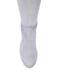 graue Overknee Stiefel aus Wildleder von Stuart Weitzman