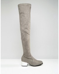 graue Overknee Stiefel von London Rebel