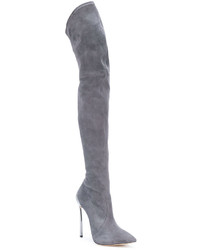 graue Overknee Stiefel von Casadei