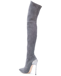 graue Overknee Stiefel von Casadei