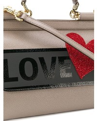 graue Satchel-Tasche aus Leder von Dolce & Gabbana