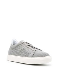 graue Segeltuch niedrige Sneakers von Brunello Cucinelli