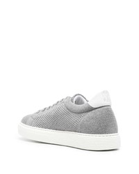 graue Segeltuch niedrige Sneakers von Brunello Cucinelli