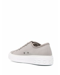 graue Segeltuch niedrige Sneakers von Salvatore Ferragamo