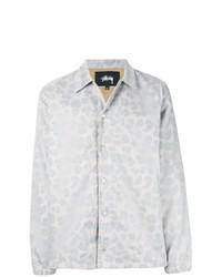 graue Shirtjacke mit Leopardenmuster