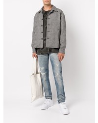 graue Shirtjacke mit Schottenmuster von John Elliott