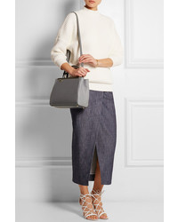 graue Shopper Tasche aus Leder mit Reliefmuster von Fendi