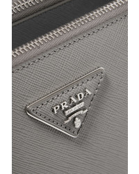 graue Shopper Tasche aus Leder mit Reliefmuster von Prada