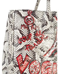 graue Shopper Tasche aus Leder mit Schlangenmuster von Elisabeth Weinstock
