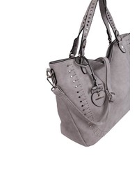 graue Shopper Tasche aus Leder von EMILY & NOAH