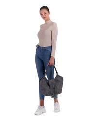 graue Shopper Tasche aus Leder von EMILY & NOAH