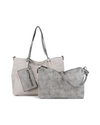 graue Shopper Tasche aus Leder von EMILY & NOAH