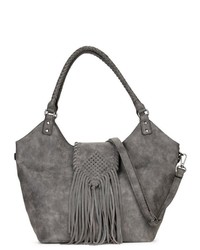graue Shopper Tasche aus Leder von EMILY & NOAH