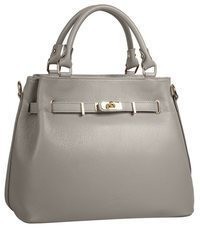 graue Shopper Tasche aus Leder von SAMANTHA LOOK