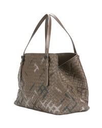 graue Shopper Tasche aus Stroh von Bottega Veneta