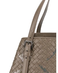 graue Shopper Tasche aus Stroh von Bottega Veneta