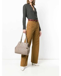 graue Shopper Tasche aus Wildleder von Lauren Ralph Lauren