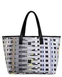 graue Shopper Tasche mit geometrischem Muster