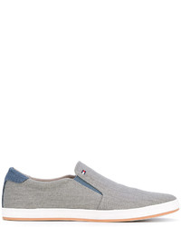 graue Slip-On Sneakers aus Jeans von Tommy Hilfiger