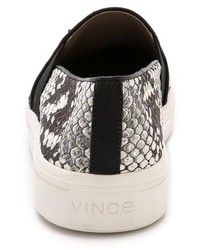 graue Slip-On Sneakers aus Leder mit Schlangenmuster von Vince