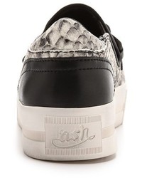 graue Slip-On Sneakers aus Leder mit Schlangenmuster von Ash
