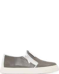 graue Slip-On Sneakers aus Leder von Giuseppe Zanotti