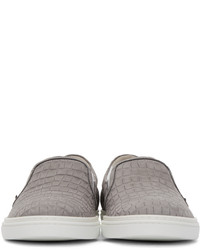 graue Slip-On Sneakers aus Leder von Jimmy Choo