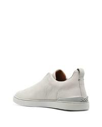 graue Slip-On Sneakers aus Leder von Zegna