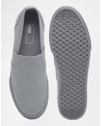 graue Slip-On Sneakers aus Segeltuch von Asos