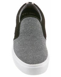 graue Slip-On Sneakers aus Segeltuch von Jack & Jones