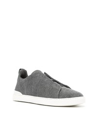 graue Slip-On Sneakers aus Segeltuch von Zegna