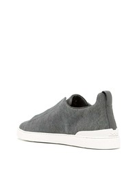 graue Slip-On Sneakers aus Segeltuch von Zegna