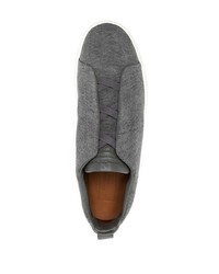 graue Slip-On Sneakers aus Segeltuch von Zegna