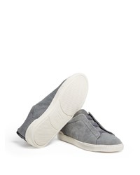 graue Slip-On Sneakers aus Segeltuch von Ermenegildo Zegna