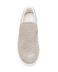 graue Slip-On Sneakers aus Wildleder von Bottega Veneta