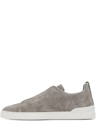 graue Slip-On Sneakers aus Wildleder von Zegna