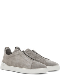 graue Slip-On Sneakers aus Wildleder von Zegna