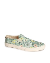 graue Slip-On Sneakers mit Blumenmuster