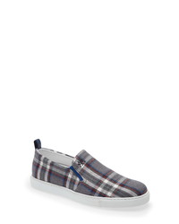 graue Slip-On Sneakers mit Schottenmuster