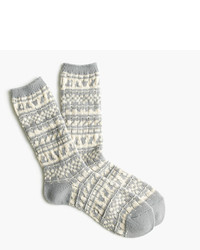 graue Socken mit Norwegermuster